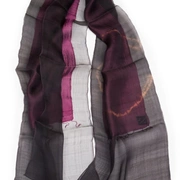 SILK Шаль , фиолетово-розовая с кругами, 45/210 шелк