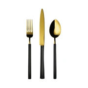 Столовые приборы VINTAGE MAT BLACK GOLD 97, сталь 18/10, матовый черный и золотой, 24 шт.