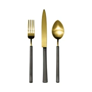 Столовые приборы VINTAGE MAT ANTHRACITE GOLD 98, сталь 18/10, цвет матовый антрацит и золото, 24