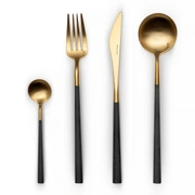 Столовые приборы NEO GREY GOLD 46, матовый, позолота 24К, ручка серая, сталь 18/10, 24 шт.