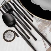 LUNA MATT BLACK 7-8столовые приборы, сталь 18/10, 24 шт. (6 ложек + 6 вилок + 6 ножей + 6 чайных