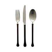 Набор столовых приборов KIEV MAT BLACK HANDLE 133, сталь 18/10, матовый, черная ручка, 24 шт