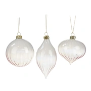 GLSS STRIPE BALL ASS/3 WH/PNK Стеклянные шарики белый с розовым 8 см (цена за 3шт)