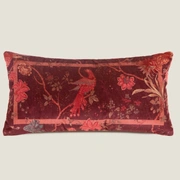 Подушка Frati BIRDS OF PARADISE BORDEAUX, бордовый, 30х60, велюр, полиэстер