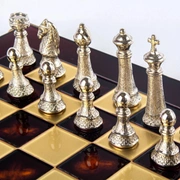 Шахматы классические Staunton, 44х44 см, фигуры золото и серебро, латунь