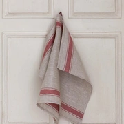 Кухонное  полотенце "KITCHEN TOWEL", натуральный/красная полоса