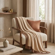 Плед с кантом  "LOUNGE", р-р: 150 х 200см, ТМ "Luxberry" цвет: льняной/мусс мокко