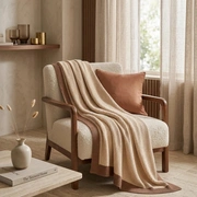 Плед с кантом  "LOUNGE", р-р: 150 х 200см, ТМ "Luxberry" цвет: льняной/мусс мокко