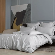 Постельное белье хлопок АЛЛЮР пепельный серый Семейный простыня на резинке, GERMAN GRASS