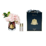 TEA ROSE Hydrangea pinkБукет роза с гортензией, цвет розовый, черная ваза, золотой декор, 2 спрея