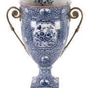 Ваза, бело-синий цвет H: 34 cm W: 30 cm D: 20 cm, фарфор, бронза