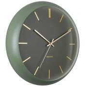 "Часы настенные Karlsson GLOBE green, зеленый, металл, стекло 40х40х12 см, бесшумный механизм, бата