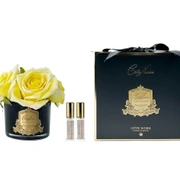 Букет из 5 роз FIVE ROSE yellow , цвет желтый, черная ваза, 2 спрея по 5 мл