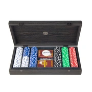POKER SETНабор для покера (карты 300 шт ) 39х22 см, дерево, черная эко-кожа