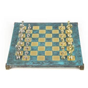 CLASSIC METAL CHESSШахматы классические, 44х44 см, золото с серебром, патина, бирюзовый, металл