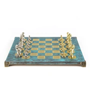 CLASSIC METAL CHESSШахматы классические, 44х44 см, золото с серебром, патина, бирюзовый, металл
