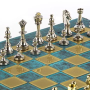 CLASSIC METAL CHESSШахматы классические, 44х44 см, золото с серебром, патина, бирюзовый, металл