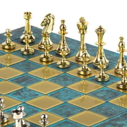 CLASSIC METAL CHESSШахматы классические, 44х44 см, золото с серебром, патина, бирюзовый, металл