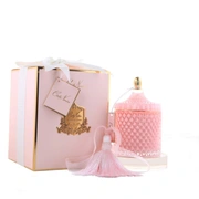 Grand Pink Art Deco Свеча 500г, розовый, кисть ароматизированная, соевый воск, спрей 5мл для