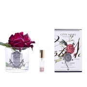 Роза-диффузор FRENCH ROSE carmine red, красный, прозрачная ваза, 1 спрей 10 мл
