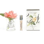 Роза-диффузор FRENCH ROSE white peach, цвет коралловый, прозрачная ваза, 1 спрей 10мл