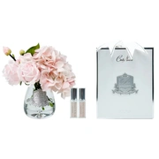 Букет роза с гортензией TEA ROSE Hydrangea pink, цвет розовый, прозрачная ваза, серебро, 2 спрея 5