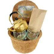 COFFRET INFUSION Набор для травяного чая 1 чайник металл, 2 стакана стекло, травяной сбор 30 гр, гиб