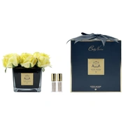 SQUARE 9 ROSE yellow blackБукет 9 роз, цвет желтый, квадратная черная ваза