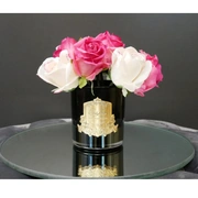 ROSE MAGENTA BLUSH GOLDРозы ярко-розовые и бледно-розовые, золотой декор