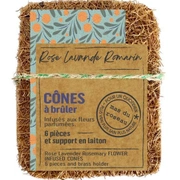 CONES D'INCENSE Конусы ароматические для зажигания набор 6 шт, лаванда, роза, розмарин, латунная под