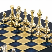 CLASSIC METAL CHESSШахматы классические, 28х28 см, золото с серебром, синий, металл
