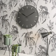 Часы настенные Karlsson LEAF, 40х40х4 см, темно-серый, стекло, сталь, бесшумный механизм, батарейка