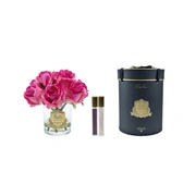 ROSE BUDS magenta clear goldБукет из бутонов роз, цвет ярко-розовый, прозрачная ваза, золотой декор