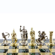 Luxury Archers ChessШахматы, лучники, зеленый, золото с серебром, 44х44 см, металл