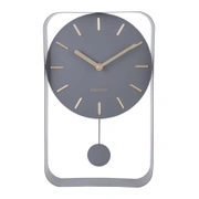 Часы настенные с маятником Karlsson CHARM SMALL, серый, золотые детали, 32,5 x 20 x 5 см, бесшумный