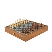 Chess/Backgammon/Ludo/Snakes Шахматы/нарды/лудо/змеи , цвет зеленый с синим, футляр дерево орех,