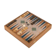 Chess/Backgammon/Ludo/Snakes Шахматы/нарды/лудо/змеи , цвет зеленый с синим, футляр дерево орех,