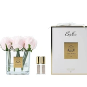 SQUARE 9 ROSE french pink clearБукет 9 роз, розовый, квадратная прозрачная ваза