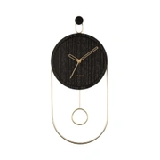 Часы настенные с маятником Karlsson SWING, черный, шпон дерева, 20х46х4 см, бесшумный механизм, бата