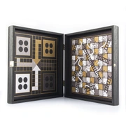 Chess/Backgammon/Ludo/Snakes Шахматы/нарды/лудо/змеи, 34х34см, цвет черный и слоновая кость