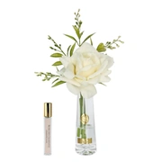 Summer rose Champagne goldРоза, цвет шампань, 1 спрей 15 мл, прозрачная ваза, золотой декор