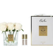 SQUARE 9 ROSE blush clearБукет 9 роз, светло-розовый, квадратная прозрачная ваза