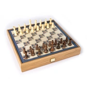 Chess/Backgammon/Ludo/Snakes Шахматы/нарды/лудо/змеи , цвет синий - футляр из орехового дерева