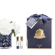 HERRINGBONE BLUE white Букет роз, белый, ваза стекло рельеф "ёлочка", 2 спрея