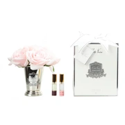 SEVEN ROSE French pink Букет роз цвет розовый , ваза металл, 2 спрея ВхШхД 21х17х17 см