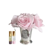 SEVEN ROSE French pink Букет роз цвет розовый , ваза металл, 2 спрея ВхШхД 21х17х17 см