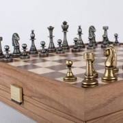 WOODEN CHESSШахматы классические, 27х27 см, фигуры металл, коробка дерево, рисунок орех + дуб
