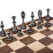 WOODEN CHESSШахматы классические, 27х27 см, фигуры металл, коробка дерево, рисунок орех + дуб