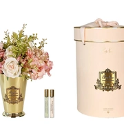 GRAND SUMMER POSY Pink Gold Букет гортензии и розы, розовый, золотая ваза, 2 спрея по 10 мл