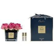 SQUARE 9 ROSE magenta blackБукет 9 роз, цвет ярко-розовый, квадратная черная ваза